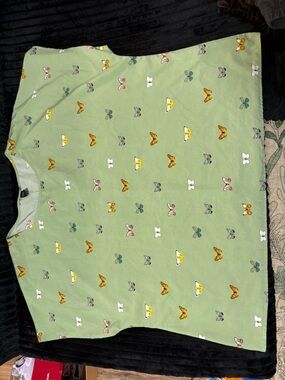 Green Butterfly Print Blouse